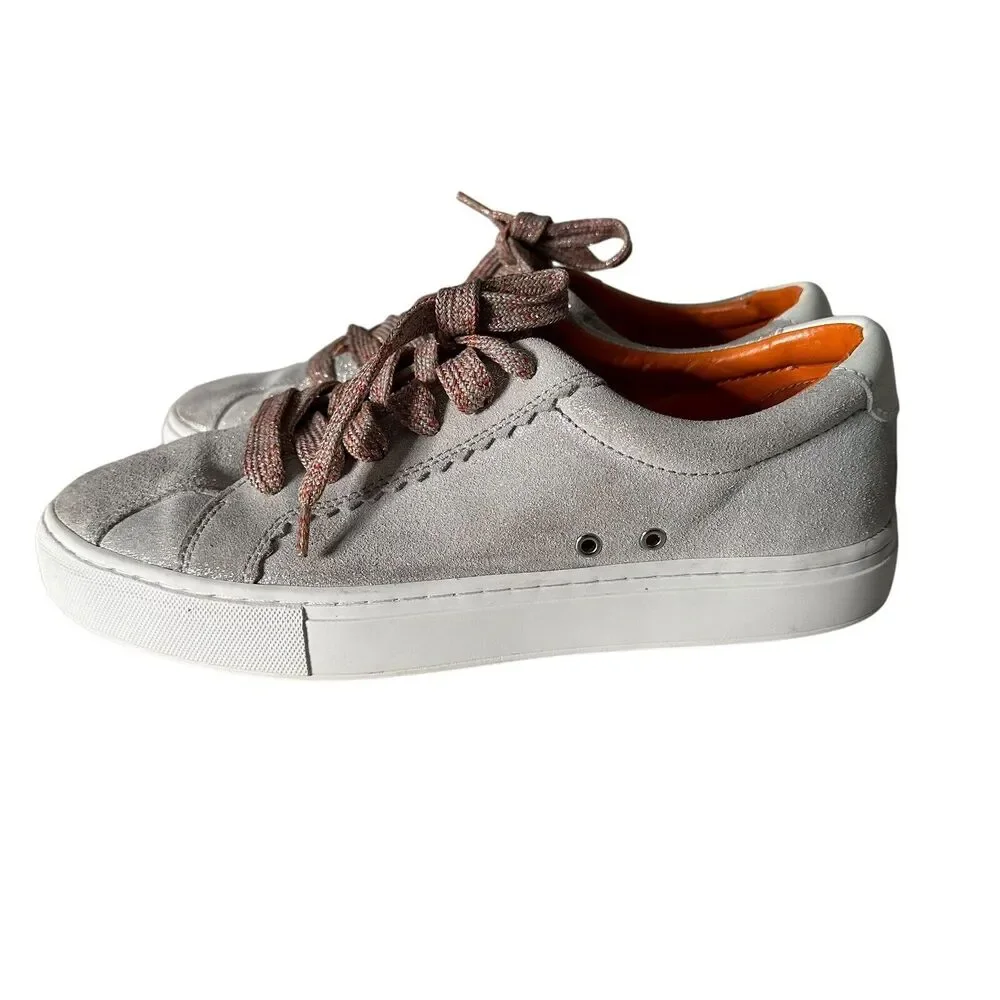 ZARA Women Metallic Glitter Silver Lace Up Fashion Sneakers Size EU 39 US 8‎